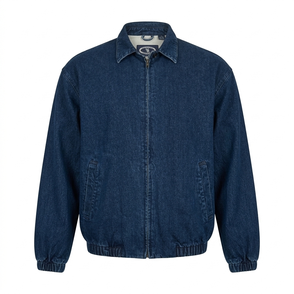 Vintage Three Rivers‎ Denim Harrington Bomber Jacket - PlaiMedium Wash